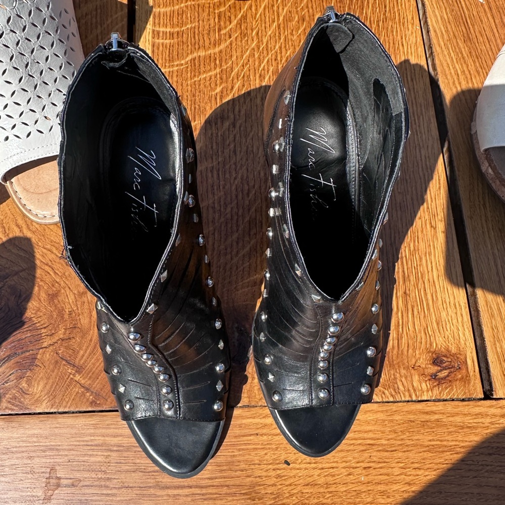 Marc Fisher Black Ankle Boots with Silver Studs